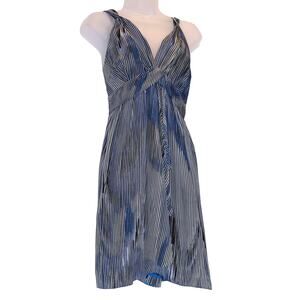 BANANA REPUBLIC Size 10 SILK Empire Waist Halter Cross Back Fit Flair Dress